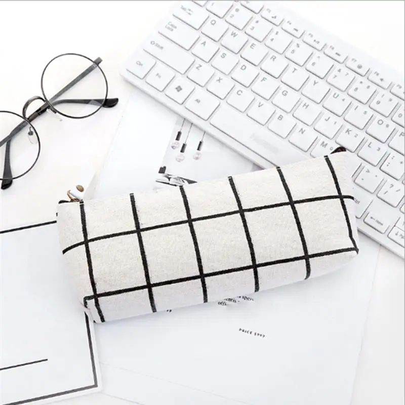 

Fresh Stripe Simple Canvas Pencil Case School Storage Bag Cosmetic Bag Pouch Girls Stationery Gift School Supplies
