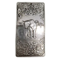 chinese old tibetan silver relief zodiac cow waist card amulet pendant feng shui lucky card pendant