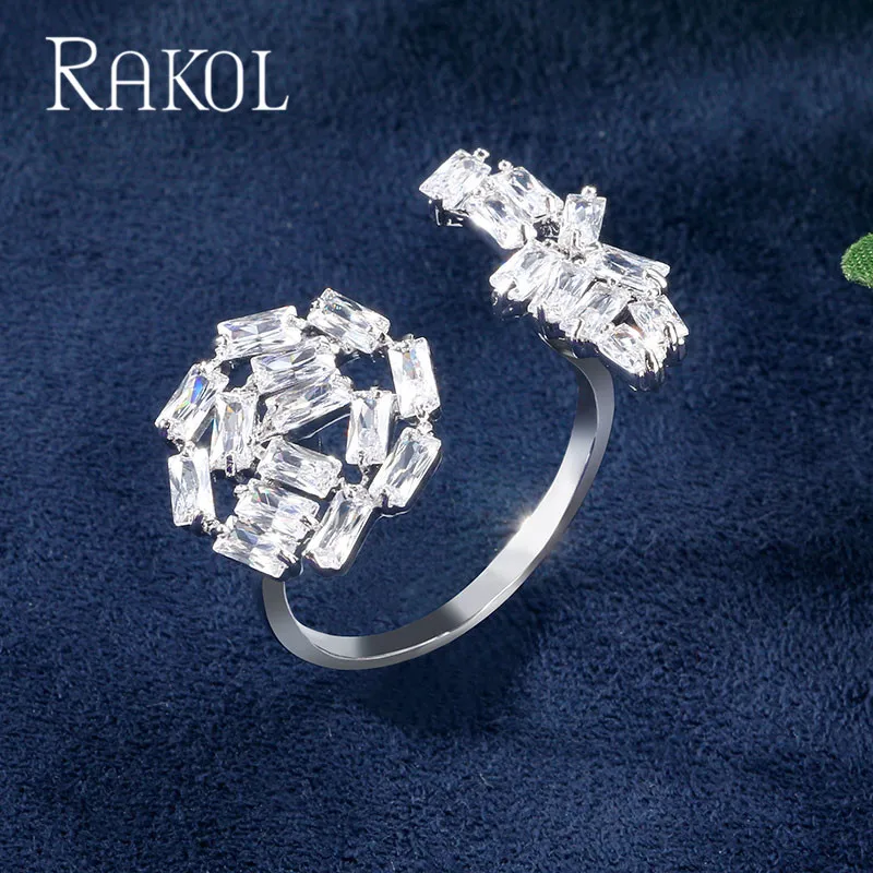 RAKOL прямоугольные проложить Блестящий AAA циркония кристалл открытый