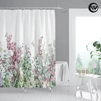 new bathtub curtain polyester sketch red hundred flowers butterfly waterproof bathroom accessories sets fashion kids