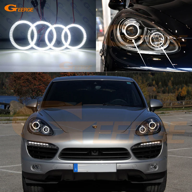 

For Porsche Cayenne 958 92A 2011 2012 2013 2014 xenon headlight Ultra bright SMD LED Angel Eyes halo rings Day Light Car styling