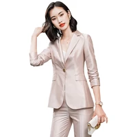 yellow black blue pink wine champagne 2 piece set pant suit women female oversize 4xl 5xl formal jacket and trousers