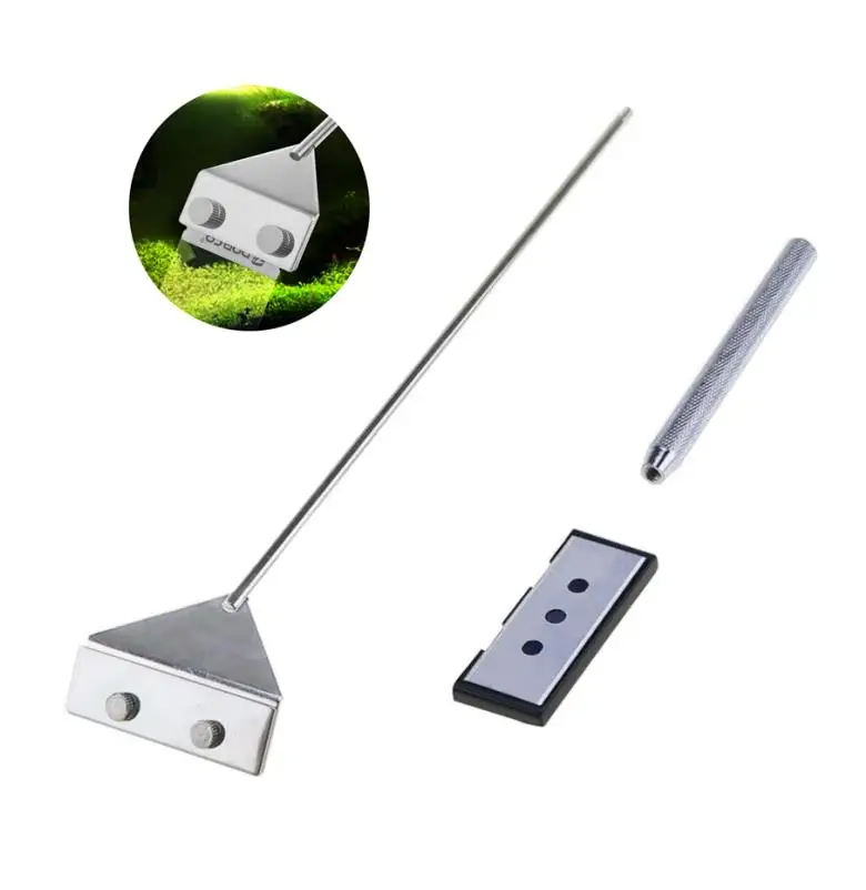 

Stainless Steel Aquarium Fish Tank Algae Scraper Blade Aquatic Water Live Plant Grass Cleaning Multi-Tool Cleaner Kit Set