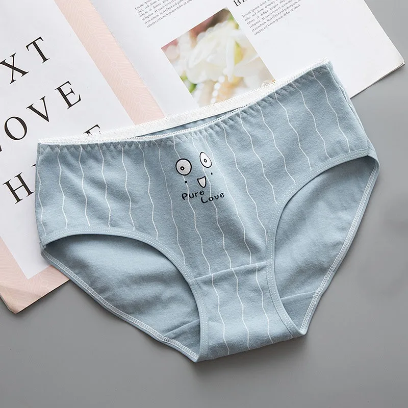 Женские хлопковые трусики с буквенным принтом печатная полоска нижнее белье
