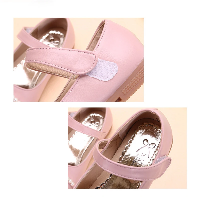 Туфли для девочек из искусственной кожи стильная модная Розовая обувь с цветком