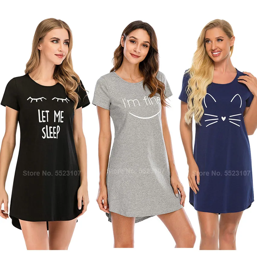 Summer Women Short Nightgown Elegant Elastic Cotton Soft Sleepwear Dress Female Home Nightwear T-shirt Dresses Loungewear | Женская