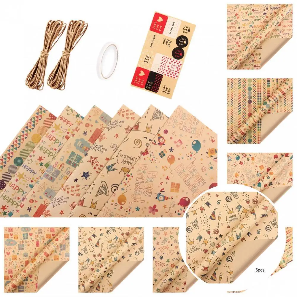 

1 комплект упаковочной бумаги, Экологически чистая износостойкая крафт-бумага с музыкальными нотками и мультяшным рисунком, упаковочная бу...