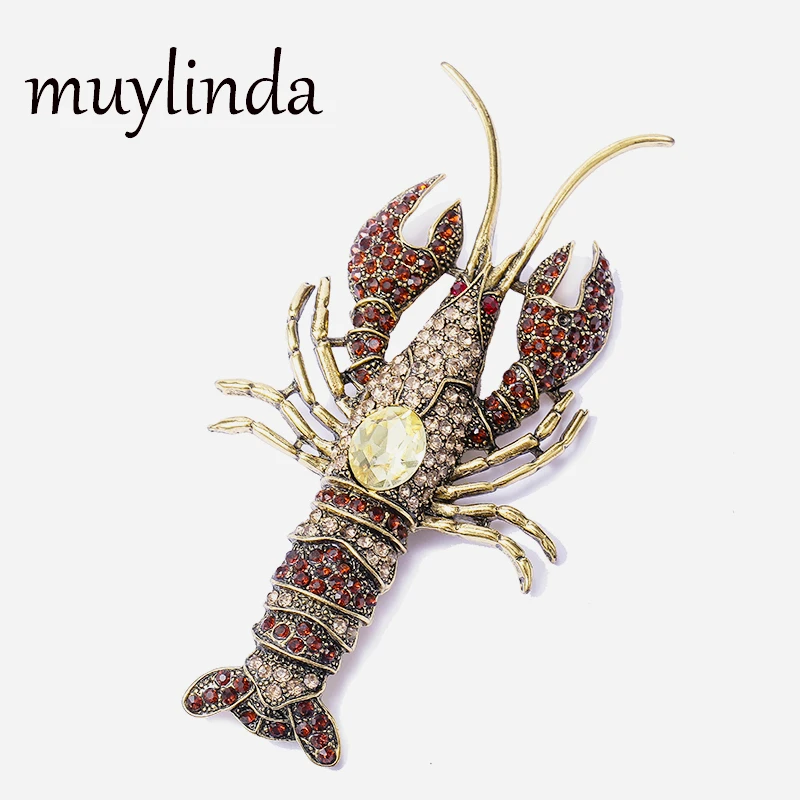 Muylinda доступен большой горный хрусталь броши "Лобстер" для женщин брошь с животными винтажные животные большие броши для банкета аксессуары