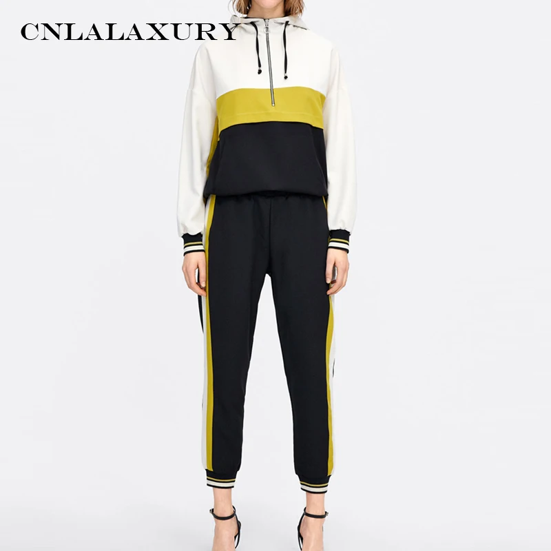 Осенние спортивные костюмы женские повседневные толстовки Толстовка Женский комплект 2 шт. одежда комплект из двух предметов с длинными рукавами топ и штаны