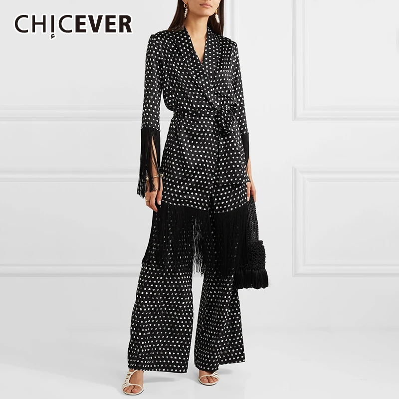 CHICEVER/женские комплекты в горошек с v образным вырезом на шнуровке стиле пэчворк