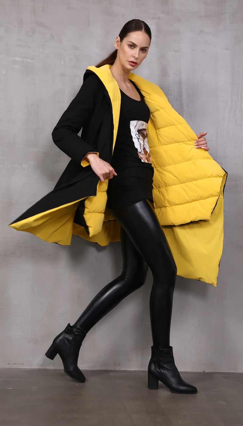 Новинка зимы casaco feminino 90% белый пуховик на утином пуху зимняя длинная куртка Двусторонняя одежда нерегулярная парка с капюшоном Mujer