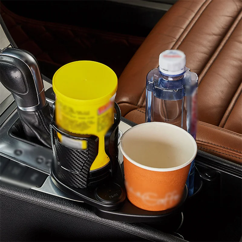 

Car Mounted Water Cup Holder Carbon Fiber Modified Coaster Ashtray Beverage Holder For Automobile Foldable and Rotatable