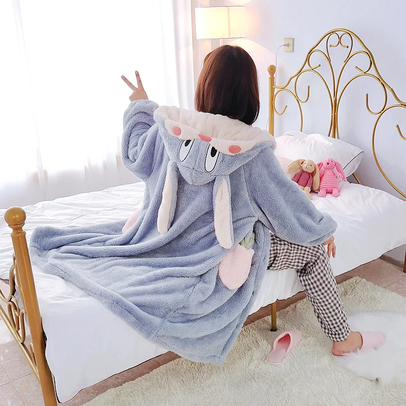 Милая осенне-зимняя женская теплая ночная рубашка с длинным рукавом фланелевые