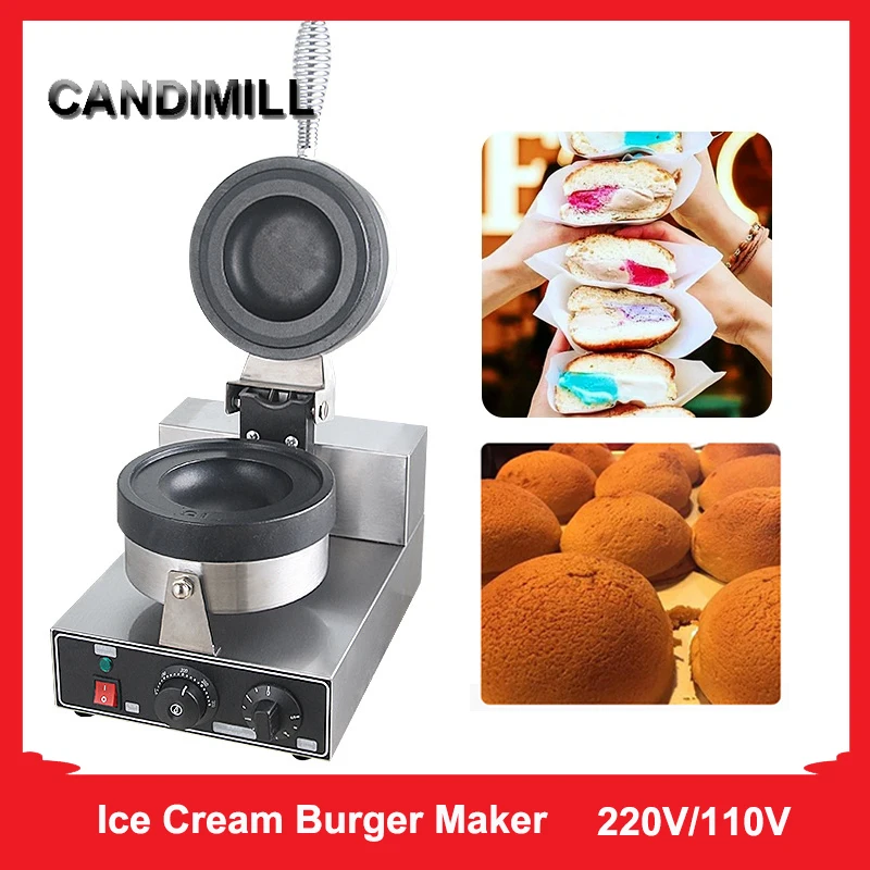 CANDIMILL Donut Ice Cream Dessert Italy Gelato Panini Press Brioche Burger Krapfen Warmer Hamburger Waffle Making Machine