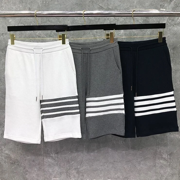 TB Fashion 2023 THOM Brand Casual Shorts Men Summer Cotton Sports Trousers Loose Striped Tracksuit Bottoms Jogger Track Pants