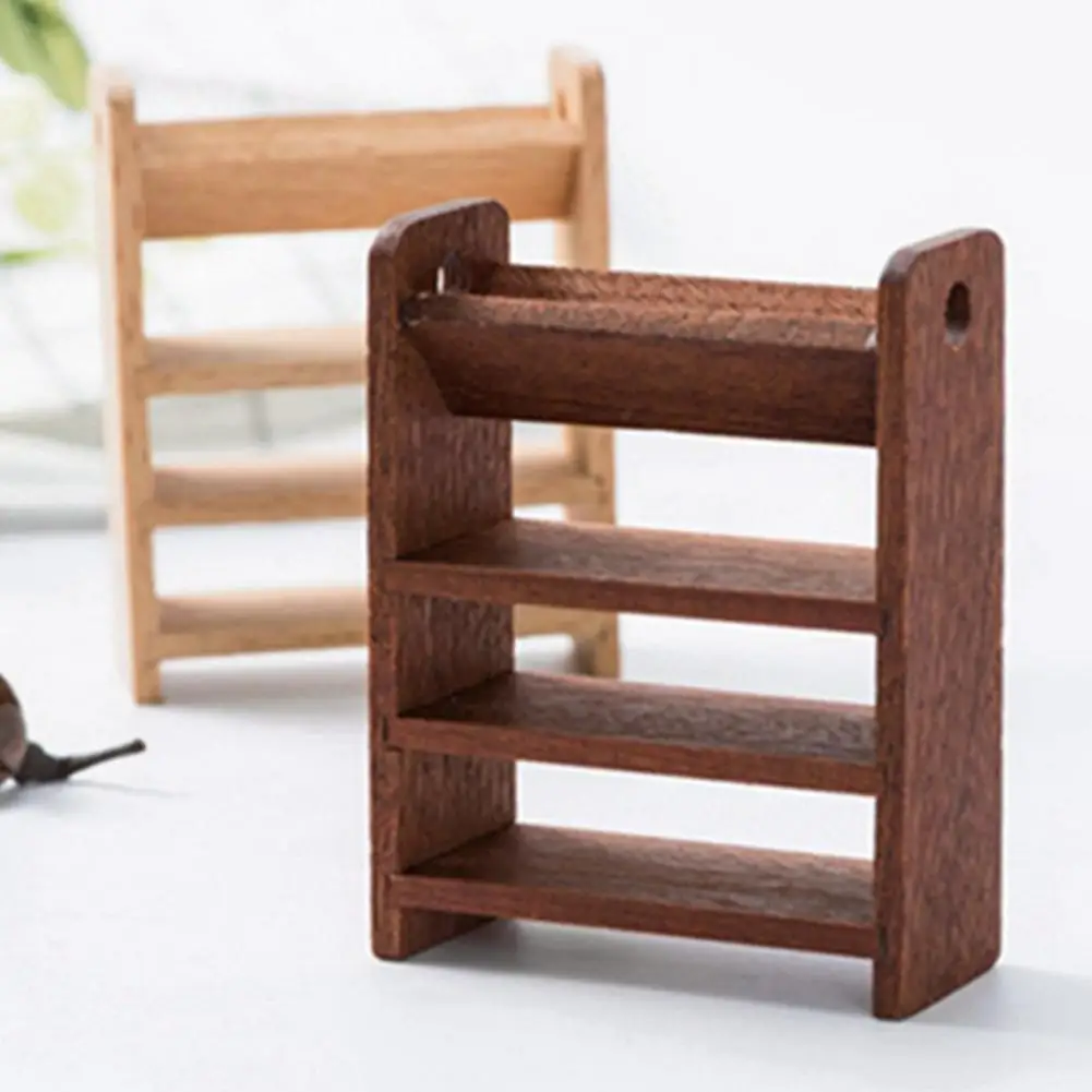 

1/12 Mini Wooden Storage Shelf 4 Layer Display Rack Dollhouse Furniture Decor