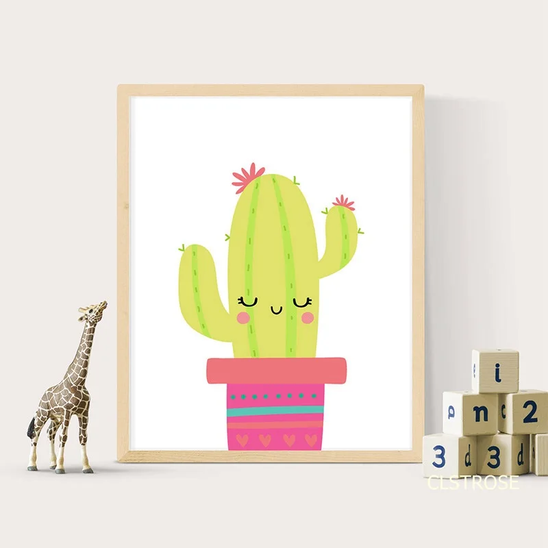 

Nordic Modern Style Small Pure And Fresh Cactus Alpaca Posters Art Canvas Pictures For Living Room Decor Painting Unframed