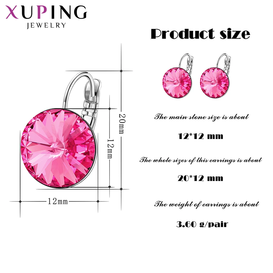 Xuping простой дизайн обручи серьги Модные Кристаллы от Swarovski Специальный стиль для