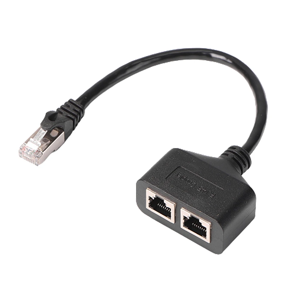 RJ45 Ethernet Network Expansion Splitter PC Internet 1 to 2 Plug Connector Parts RJ45 Ethernet Network Extension Cable Splitter