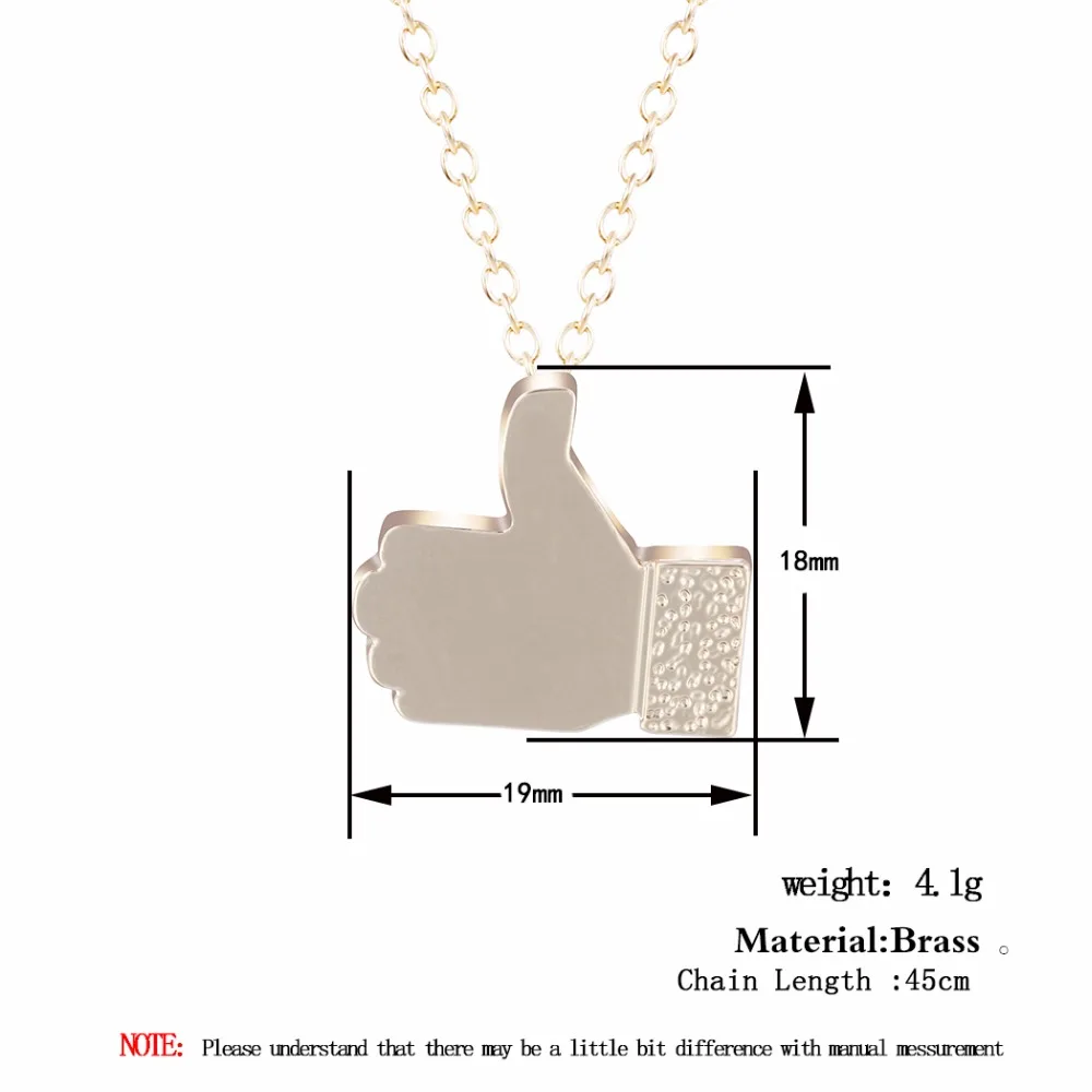 

Chandler Thumb up Hand Signal Pendant Necklace Encourage Fashion Jewelry Alloy Metal Power Everyday Choker Bijoux 10pcs