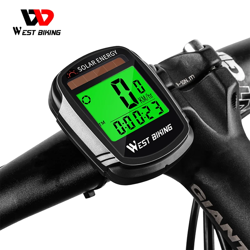 

WEST BIKING Wireless Cycling Computer Rainproof MTB Road Bike Speedometer Odometer Multifunctional Solar Power Bicycle Computer