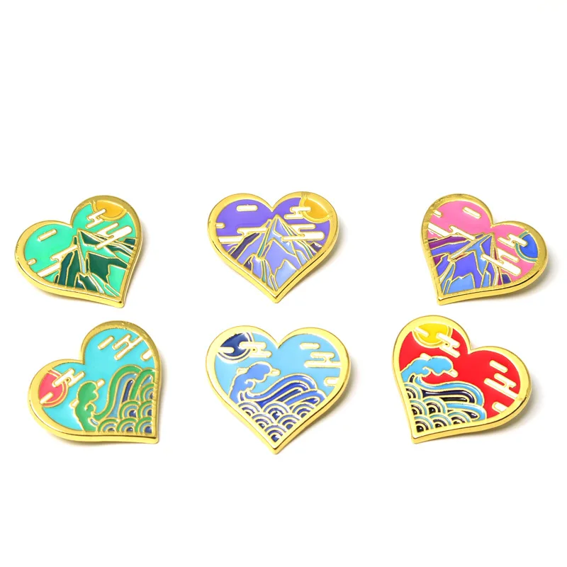 HOSENG Оригинальный китайский горная река восход солнца природные пейзажи брошка