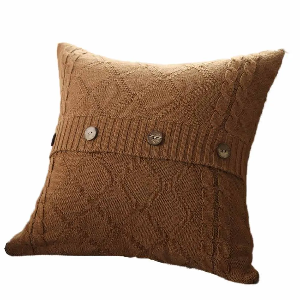 

Knitting Button Throw Pillow Cases Cafe Sofa Cushion Cover Home Decor Housse De Coussin Decorative Pillows Cojines Navidad