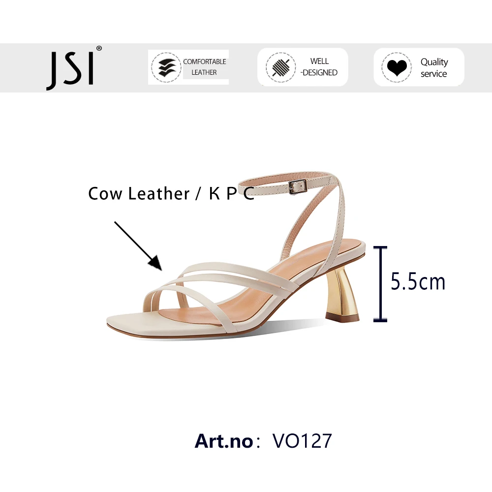 

JSI 2021 Shoes Sandals Summer Genuine Leather Metal Strange Heel Party New High Quality Comfort Concise Sandals Women VO127