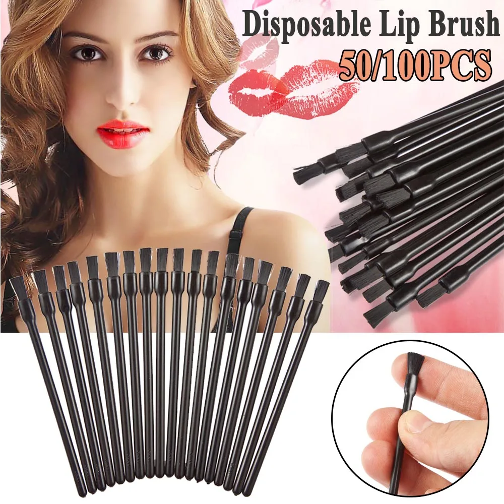 50 шт/100 шт Черная креативная одноразовая кисть для губ Губная помада