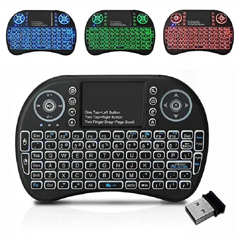 Upgrade 2.4G 7Colors Backlit i8 Mini Keyboard Touchpad Mouse Wireless &amp Multimedia Key for Android TV Box | Компьютеры и офис