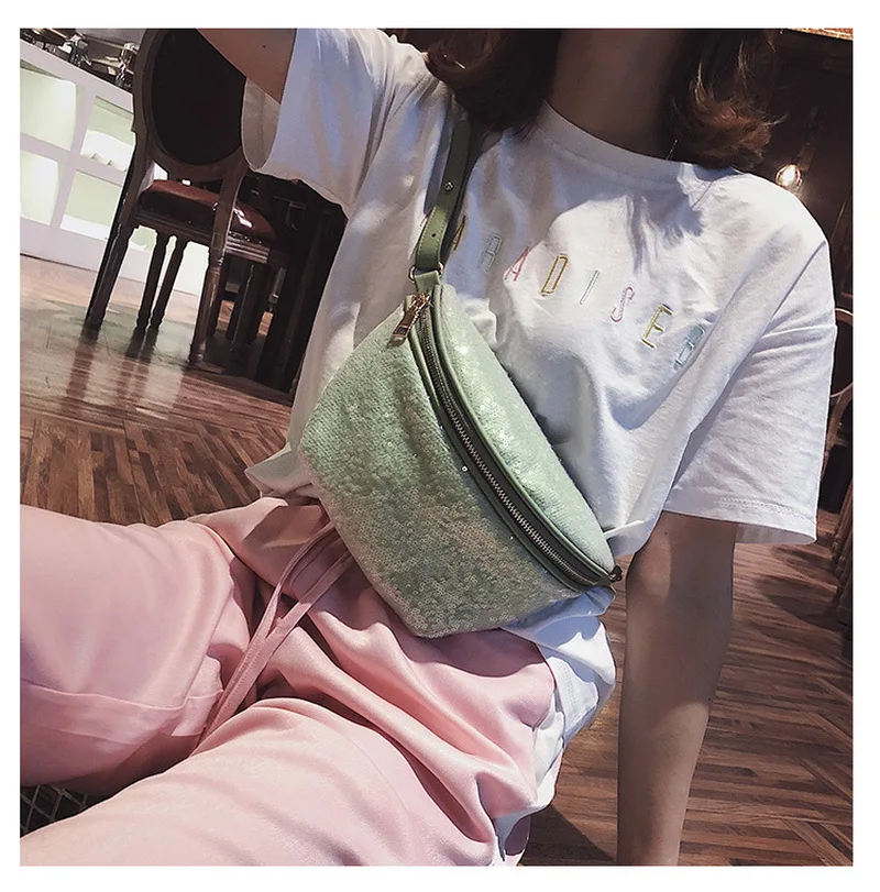 Женская поясная сумка для путешествий модная сумка-слинг с пайетками женщин