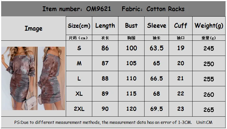 

Dresses for Women Women's Printed One-line Neck Long Sleeve Sexy Bag Hip Pleated Dress Tie-dye Polyester Slim Skirt