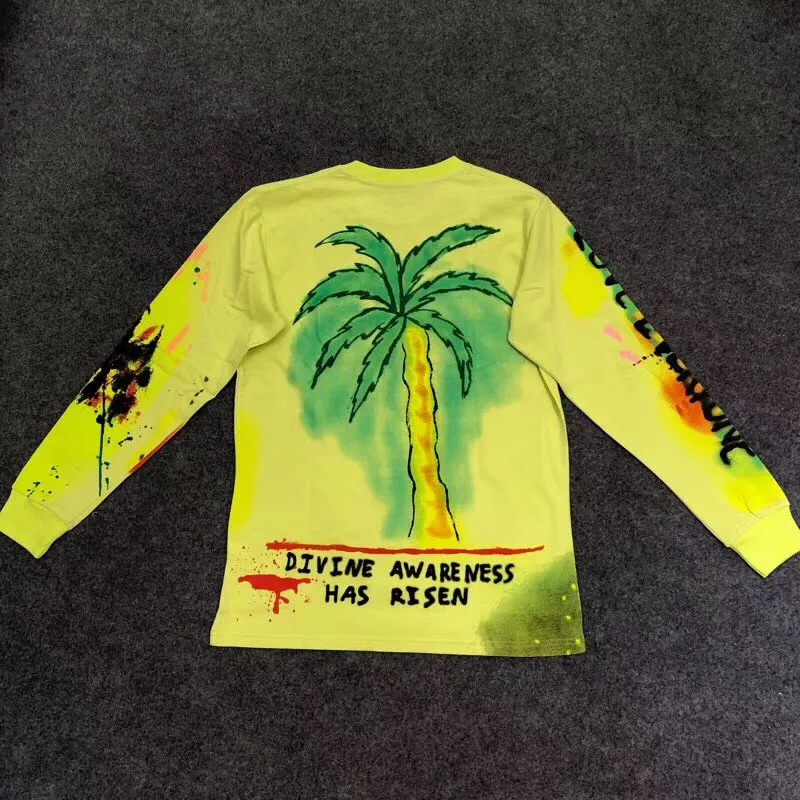 

New Kanye 2019 West Kids See Ghosts T Shirts Streetwear Shantou Skull Graffiti Kanye West KIDS SEE GHOSTS Long sleeve T-shirt