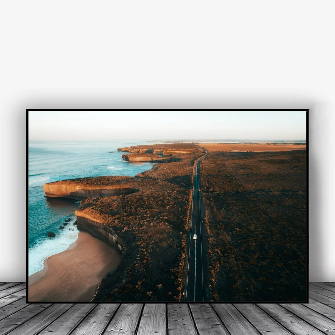 

Road by the sea Print, Australia Coast Artwork, Beautiful ocean coastline poster from Great Ocean Road, Victoria Australia