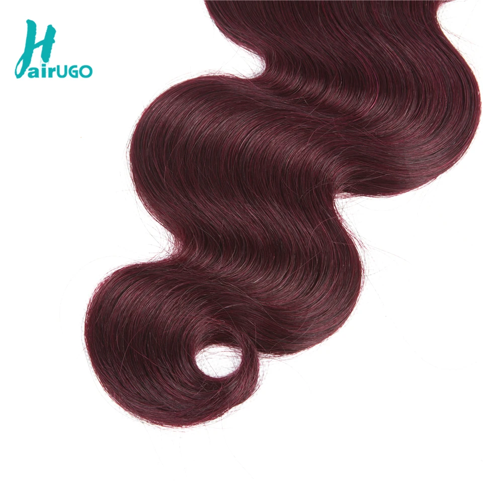 HairUGo Омбре перуанские волосы 4 пучка с закрытием предварительно цветные 1B/99J волнистые человеческие волосы пучки с закрытием не реми волосы