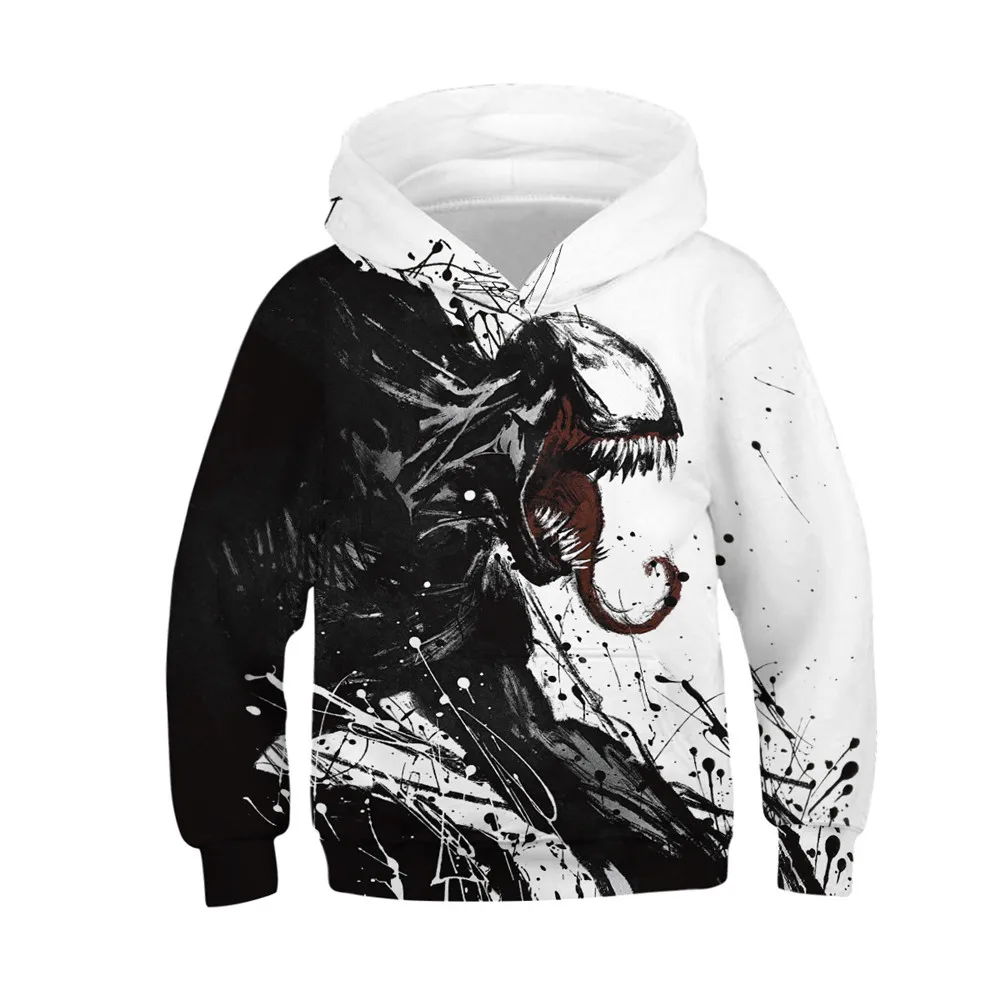 Детская одежда, фильм Marvel Venom, толстовки с 3D принтом для маленьких мальчиков и девочек, Осенние повседневные детские толстовки с длинными рукавами