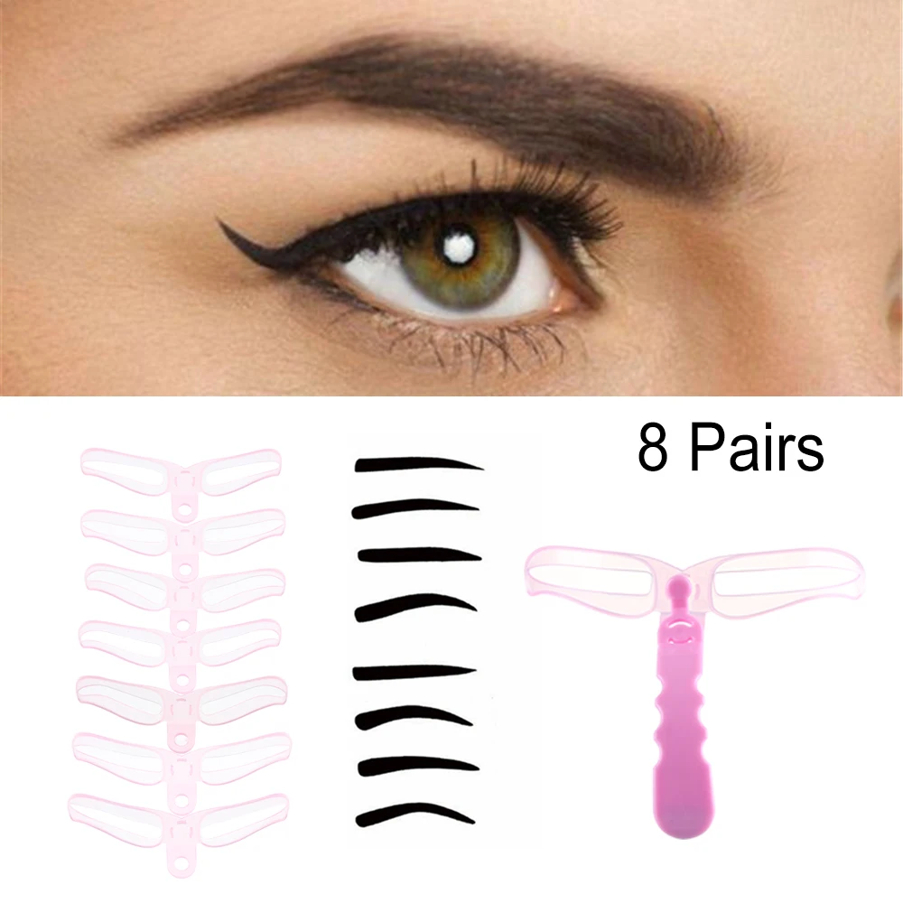 8 пар трафаретов для бровей корректор формы многоразовая женская карта груминга