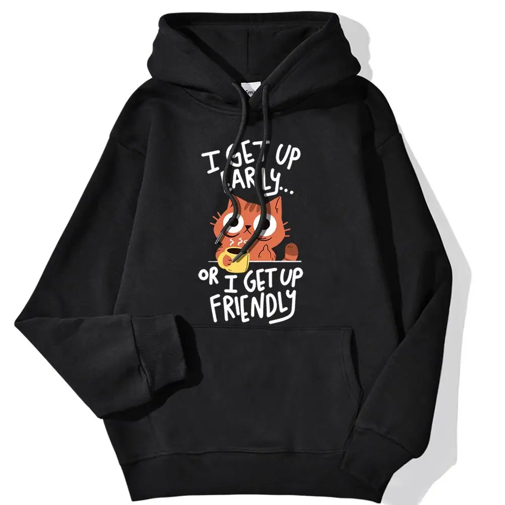 Худи мужское с кошачьими утрами модная повседневная толстовка принтом кофейных