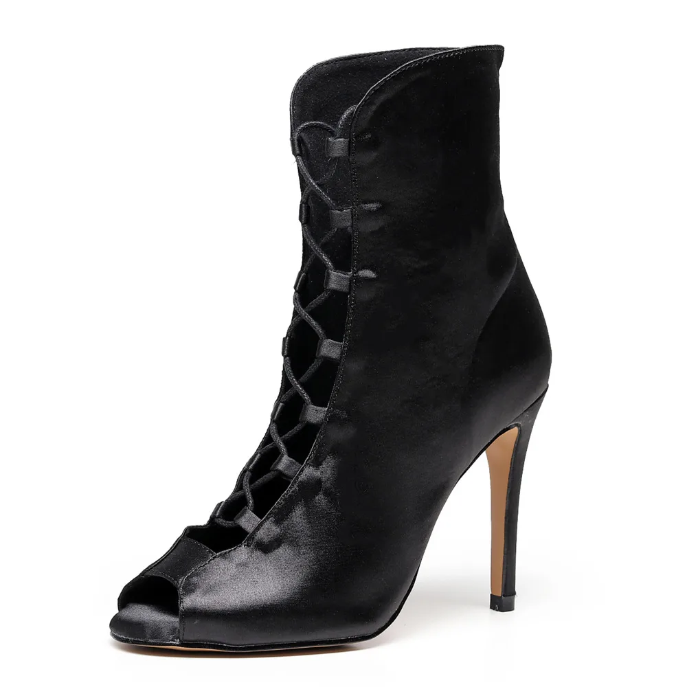 Сапоги женские из флока на высоком каблуке для джазовых танцев сальсы бальных