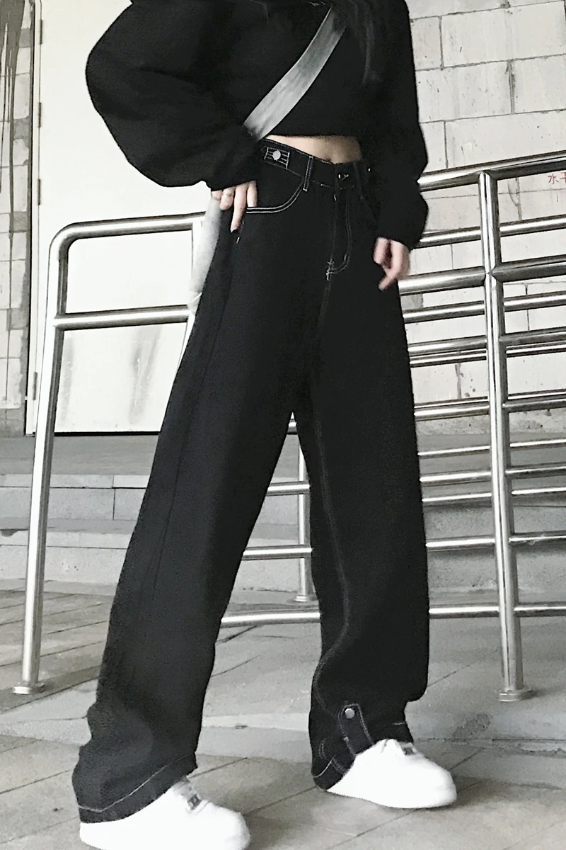 

Denim Pants Women plus size High Waist Washed Jeans Pocket Bleached Summer Casual Trousers 2020 Baggy Work Jean Women Vintage