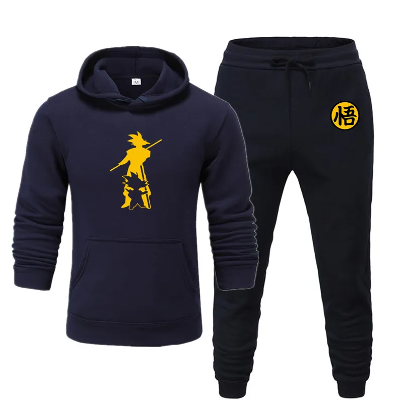 new men's hoodie suit autumn and winter warm clothing fashion printing street hoodie suit running jogging sports suit