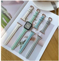 leather strap for apple watch band 44mm 45mm 41mm 40mm 42mm 38mm accessori iwatch serie 3 4 5 6 se 7 slender waist watchban