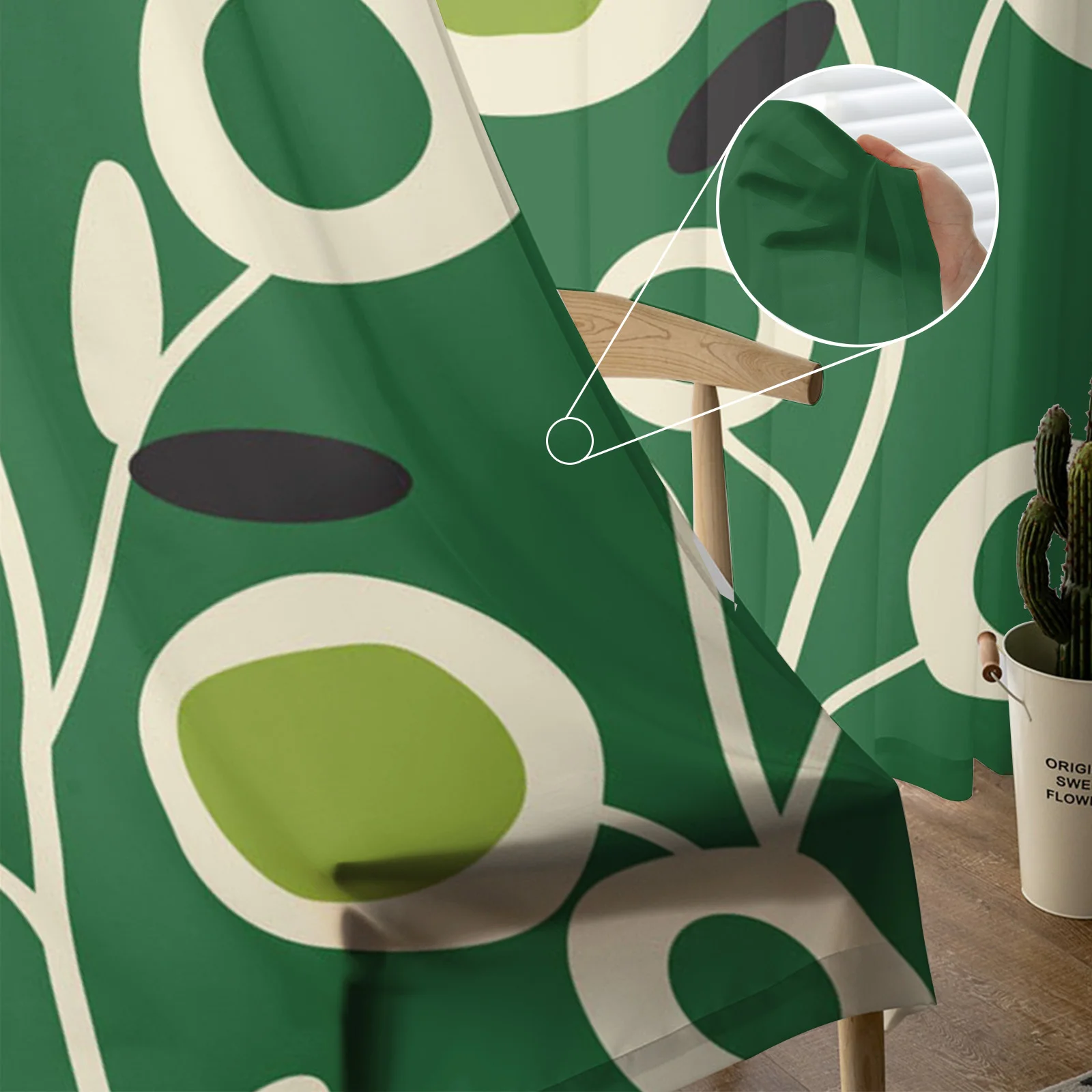 Прозрачные Занавески с геометрическими зелеными листьями кругами цветами для