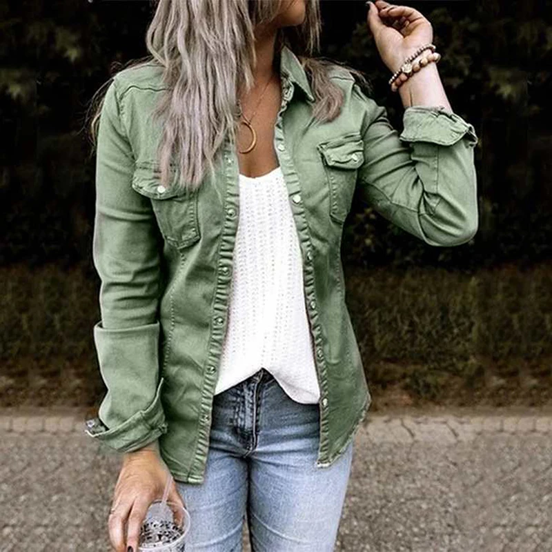 

fashion Jacket With Fur Black Jean Jacket Denim Jacket Mid Length Denim Shirt Coat Fashion New Slimming Solid Women Crop Jacket