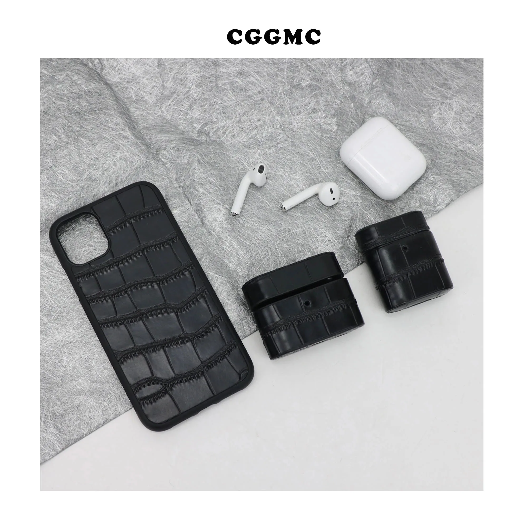 Customized Luxury Genuine Leather Crocodile Mobile Phone Case for Iphone 11 12 13 PRO Max Protective Cover For Airpods 1 2 Pro 4