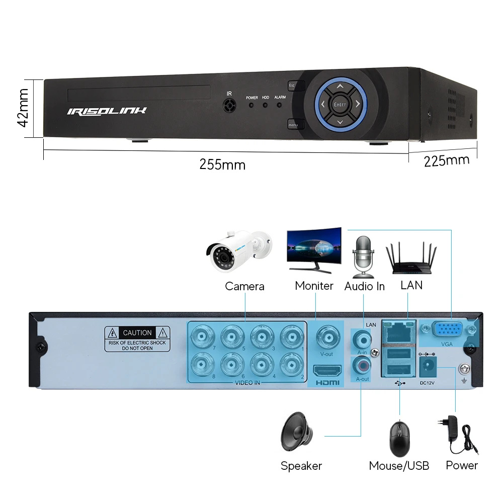 Irisolink 1080N 8CH AHD DVR 5 в 1 Гибридный H.265 регистратор безопасности для 720P TVI CVI аналоговая