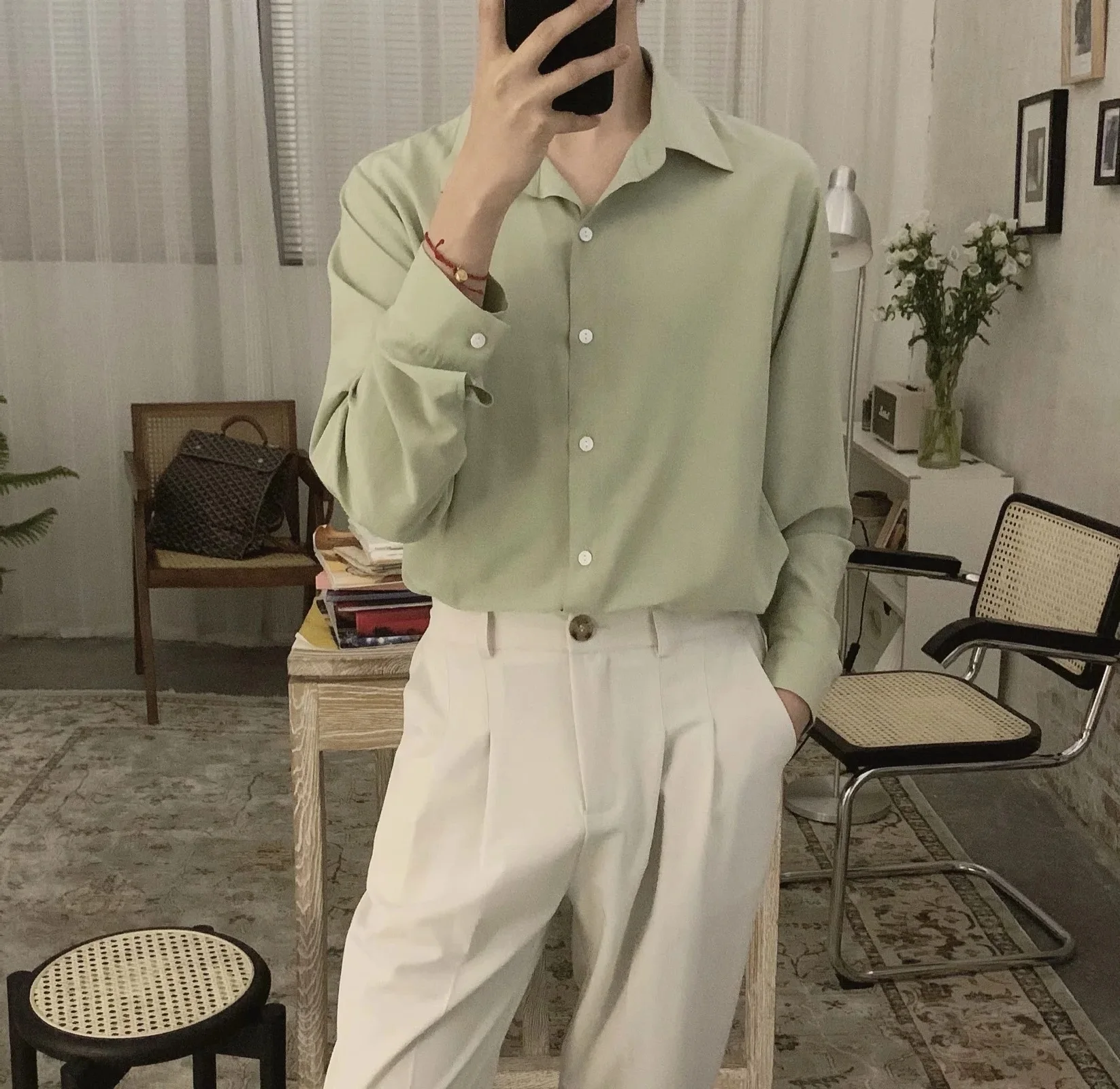 Men's Blue Simple Style Shirt Korean Long Sleeve Trendy Loose 2020 New Spring Autumn Classic Lazy Style Shirt Camisa Masculina