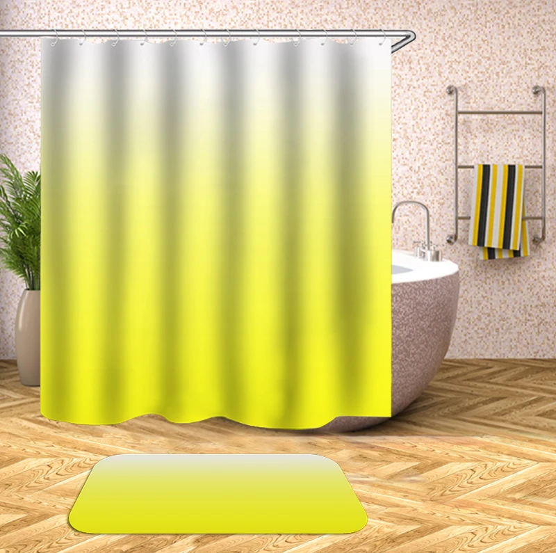 

Waterproof Shower Curtain Color Gradient Print Striped Bath Curtains for Bathroom Bathtub Bathing Cover Large Wide 12pcs Hooks