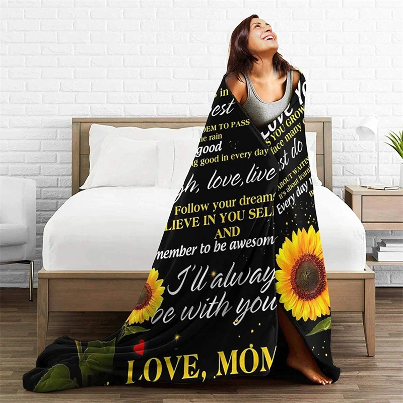 

To My Daughter Sunflower From Mom Soft Plush Gift Flannel Microfiber Fleece Bedspread Sherpa 3D-Printed Blanket Couch