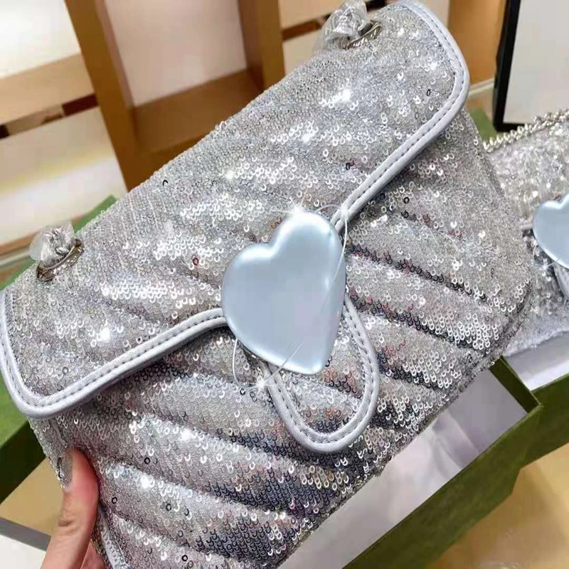

2021 spring and summer fashion trend new sequin bag casual simple chain small square bag wild boutique single shoulder messenger